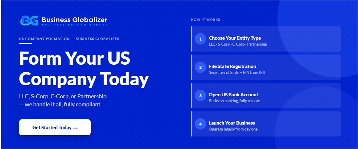 Form your US company today — LLC S-Corp C-Corp or Partnership setup guide — Business Globalizer