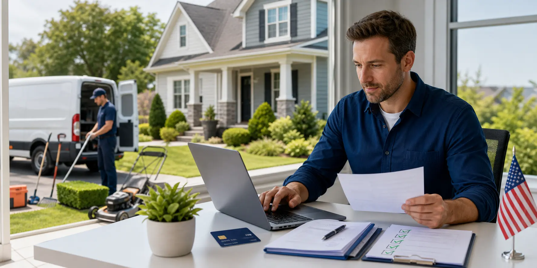 Illustration of U.S. property preservation business setup, banking, insurance, and compliance
